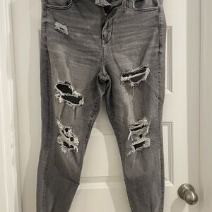 American Eagle Outfitters Ripped Gray Skinny Jeans